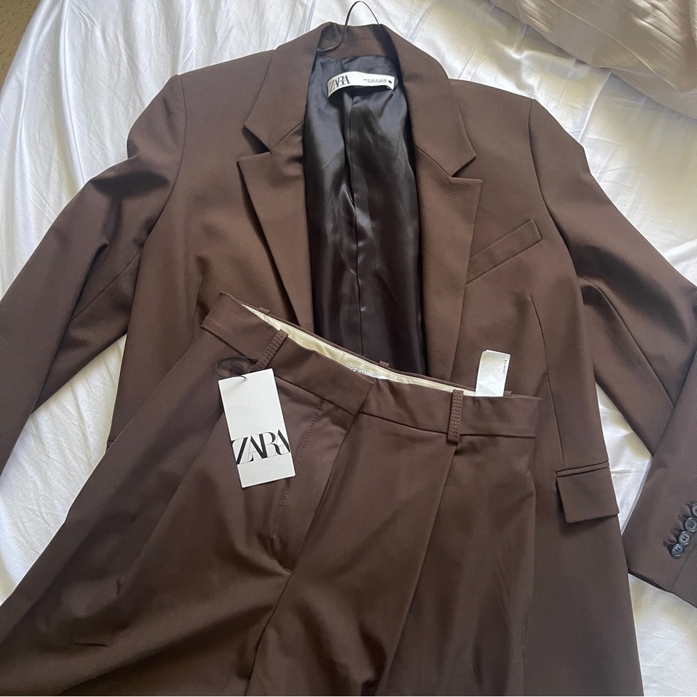 ZARA Brown SUIT - Made In Morocco- Size S for Pants and Blazer